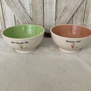 Rae Dunn Mint Chocolate Chip & Strawberry Swirl Bowls